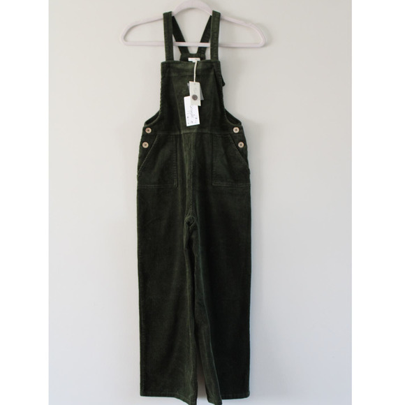 NWT Rylee and Cru Jeanette Forest Green Corduroy Overalls 12-14 Year - Picture 1 of 11